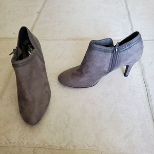 Grey zipper booties
